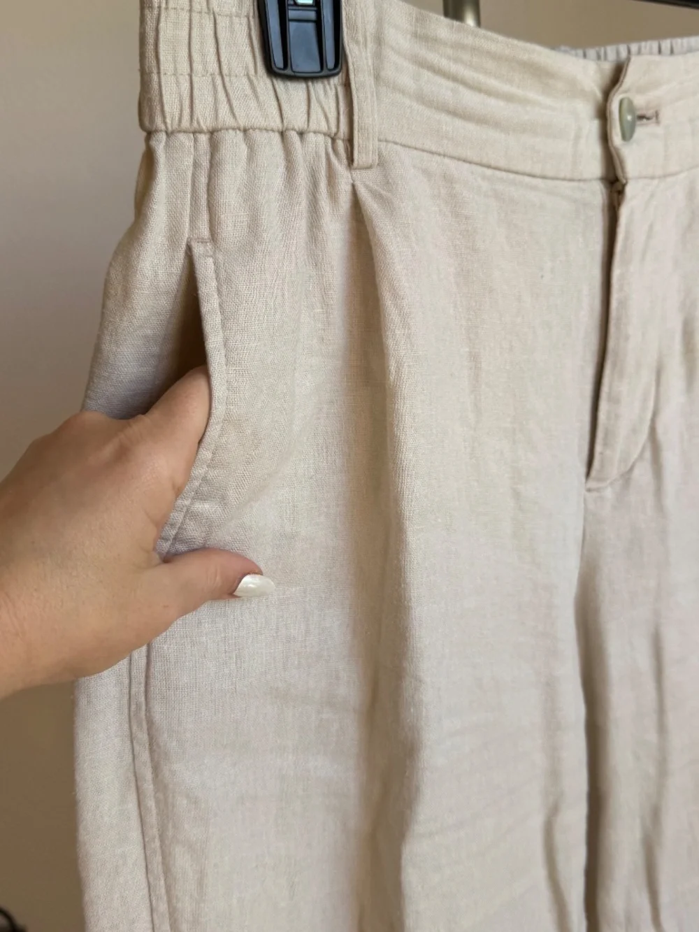 ZARA LINEN BLEND JOGGING PANTS SAND SIZE S